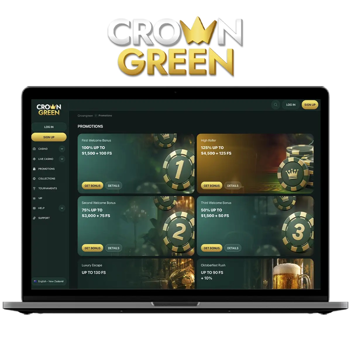 CrownGreen Bonuses New Zealand: Welcome Package, Free Spins & Promotions